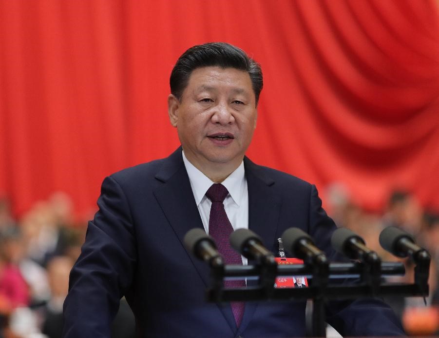 10月18日，習(xí)近平在中國共產(chǎn)黨第十九次全國代表大會上作報告。